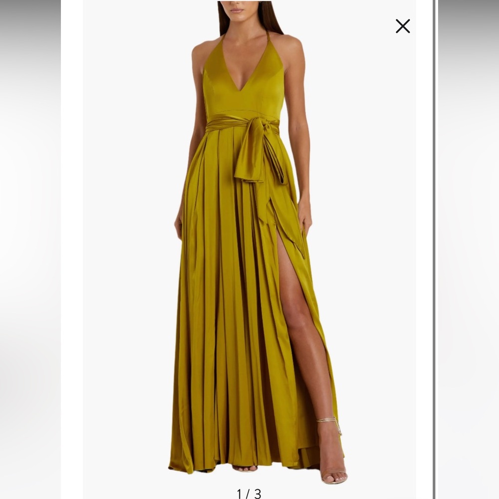 Ieena for MacDuggal Chartreuse Gown with slit Size 12